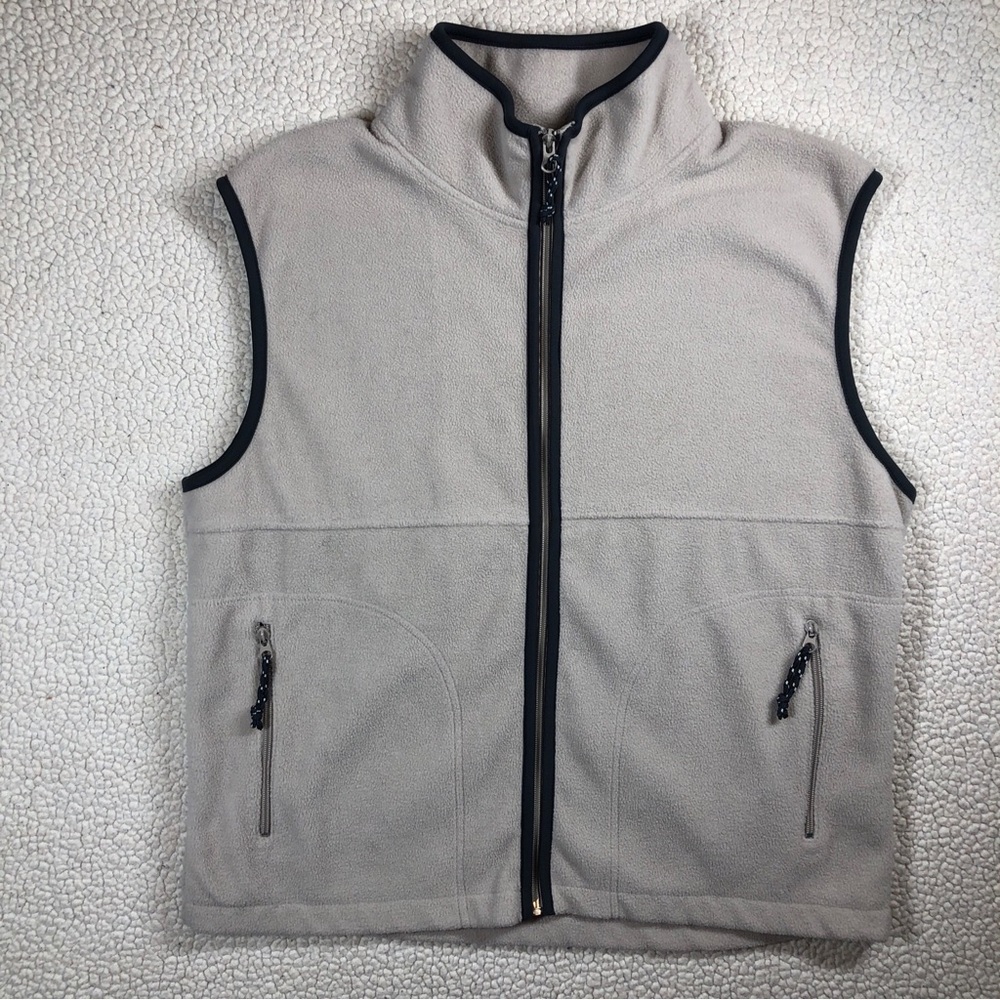 Free Country Men’s Tan Size Medium Fleece Sleeveless Light Weight Full Zip Vest